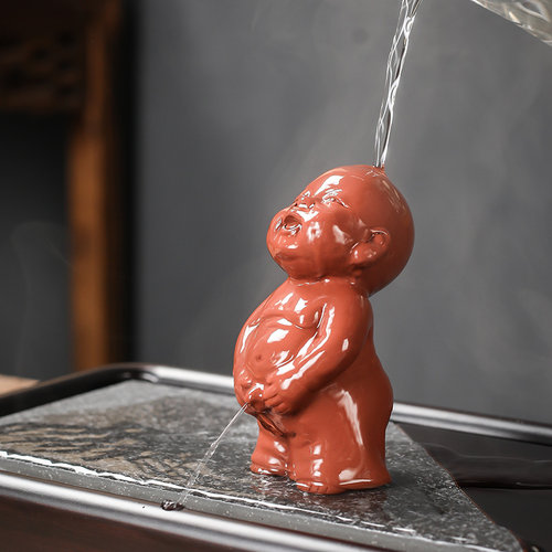 宇轩 紫砂茶宠招财尿童茶盘配件摆件手工可养喷水小孩子茶童童趣