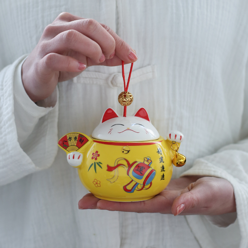 宇轩招财猫茶叶罐陶瓷密封罐迷你