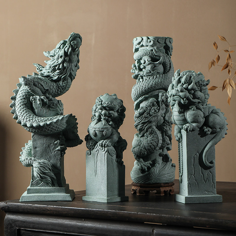 宇轩茶宠青砂拴马桩麒麟狮子盘龙柱鱼缸假山造景桌面装饰居家摆件,餐饮具,茶宠摆件,淘宝优惠券,粉丝福利购,淘宝优惠卷