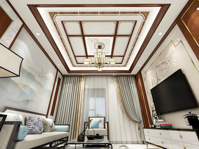 新中式客餐厅集成吊顶爱丽达铝板