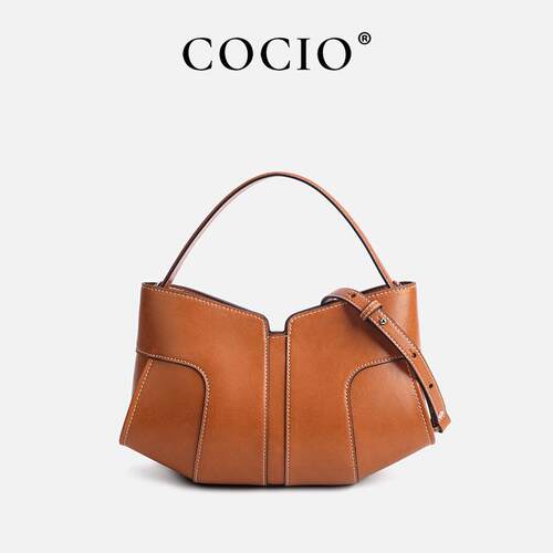 COCIO秋季新款hobo手提包轻奢高级女包包简约时尚V型斜挎单肩包