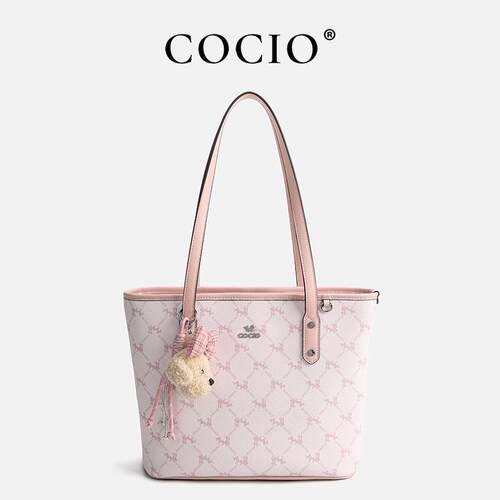 COCIO校园甜美风粉色单肩包女士大容量学生时尚休闲通勤托特包包