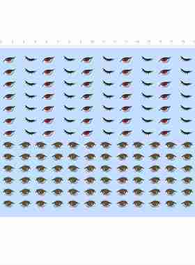 82143手办模型水贴SP娃娃眼睛闭眼眉毛可撕膜不干胶2404盲盒定制