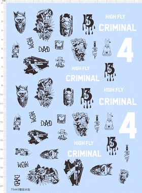 75443 HIGH FLY CRIMINAL 黑色纹身美女模型水贴手办定做打印现货