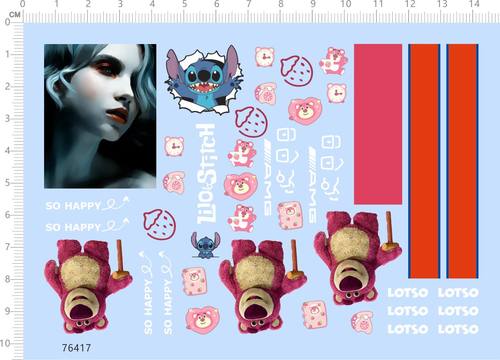 76417整版水贴 少女绘画 草莓熊 拉花 车钥匙定制打印2312模型