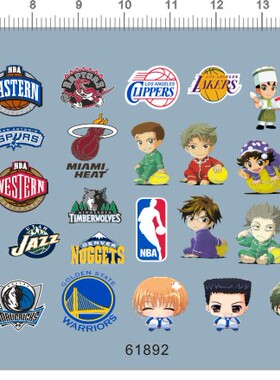 61892-3705 MBA 蓝球队徽 Q版网球王子鼠标键盘模型水贴 现货