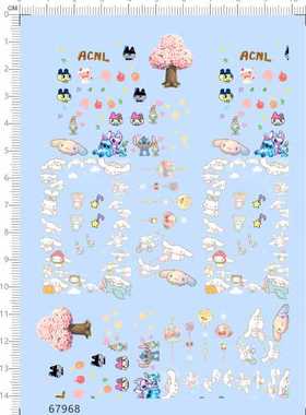 67968整版胶acnl Animal Crossing电子宠物比例模型剪纸水贴纸