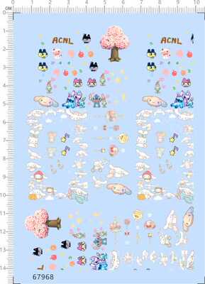 67968整版胶acnl Animal Crossing电子宠物比例模型剪纸水贴纸