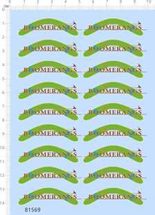 81569整版胶BOOMERANGS回力标四驱车水贴纸模型定做订做定制现货