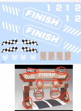 80943整版胶一级方程式赛车方格旗标无比例FINISH 12模型水贴现货