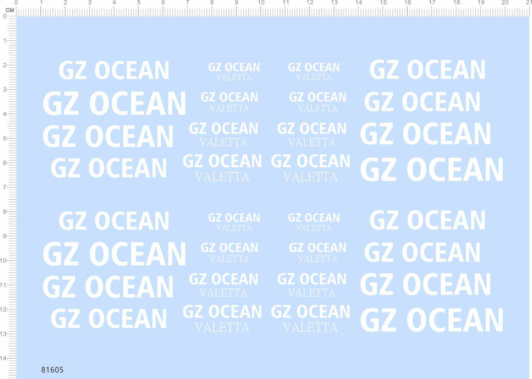 81605整版胶无比例一起买签名铭牌GZ OCEAN VALETTA水贴纸模型