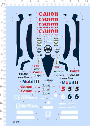 68240整版1/32 FW-11 一级方程式赛车F1水贴纸F11canon denim现货