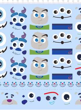 81074整版胶娃娃手办公仔盲盒粘土人标签无比例玩具总动员A4水贴