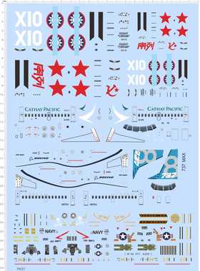 70527整版胶1/48 CATHAY PACIFIC列宁号飞机737 max模型水贴现货