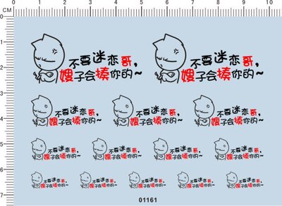 01161-整版胶 不要迷恋哥 嫂子会揍你的 模型车水贴纸现货