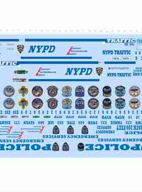 82162比例模型车水贴1/18 NYPD美国警车儿童玩具车traffic 2405