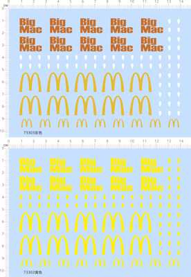 73303整版胶麦当劳BigMac手办比例娃娃盲盒公仔模型水贴纸打印