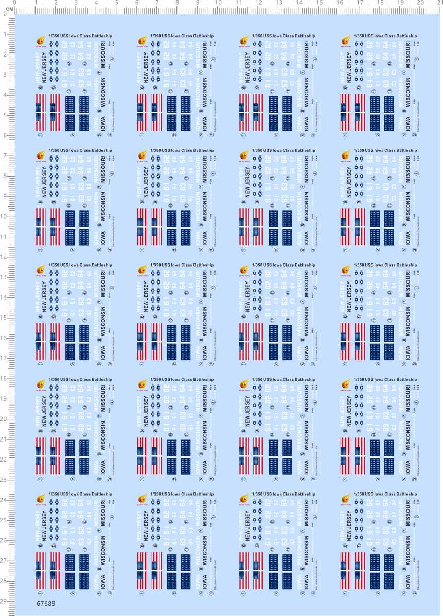 67689整版胶1/350衣阿华级依阿华级战列舰Iowa Class Battleship