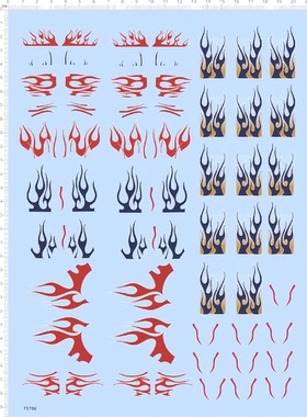 75786 火焰纹 擎天柱 蓝红渐变模型水贴定制打印2310