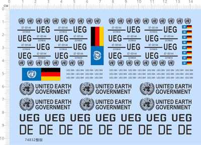 74832整版水贴 旗子 UEG DE联合国德国豹2 模型水贴七月