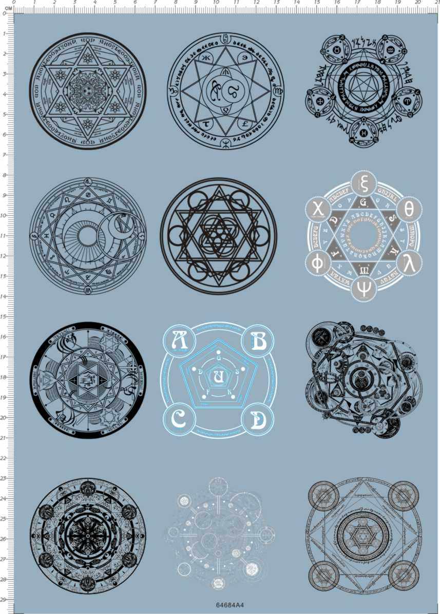 64684 整版胶 魔法阵 模型水贴纸