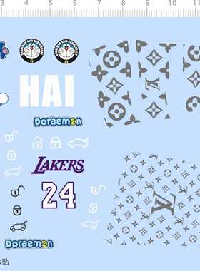 75475车钥匙扣水贴哆啦A梦奢侈LAKERSm3m4刀锋比例模型现货