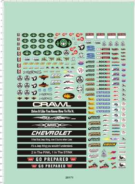 20171-A40518 越野车风挡车标广告赞助商1/10集合水贴不干胶A4纸1