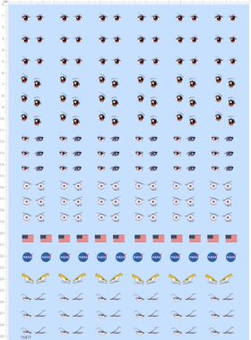 75877 悟空赛亚人美国国旗nasa 整版水贴 娃娃眼睛定制打印现货