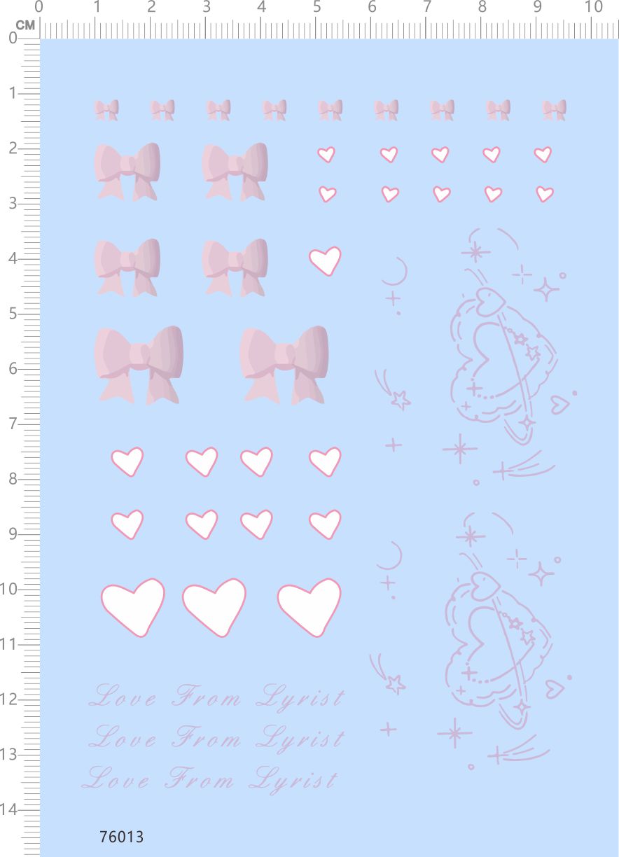 76013整版水贴 LOVE 蝴蝶结 爱心 模型水贴定制打印2311