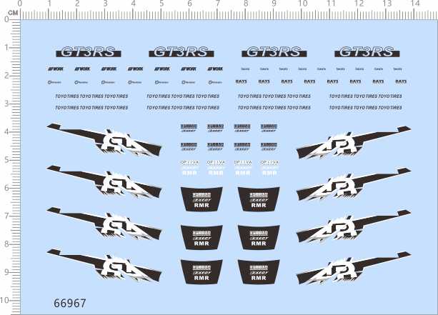 66967整版胶1/64风火轮RMR多美卡GT3RS思域S2000车模拉花剪纸水贴