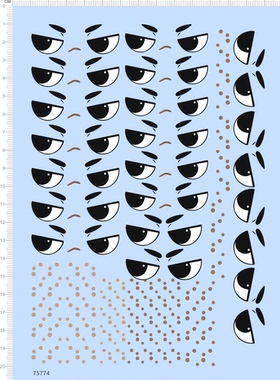 75774 眼睛鄙视可恶眼神手办斑点狗眉毛模型水贴定制打印现货