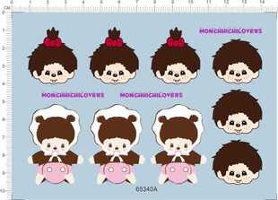 65340A monchhichiloves 蒙奇奇剪纸贴纸 水贴纸 定做订做1