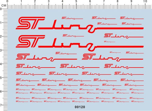 00120-A2109 福特 福克斯 ST LINE 模型车水贴纸