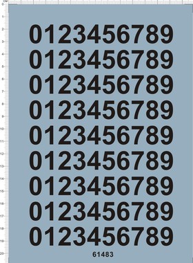 61483 阿拉伯数字 ARIAL  水贴纸