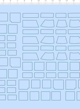 68815整版胶1/50方格窗户长方形117帆船01正方形轮廓纸模型水贴纸