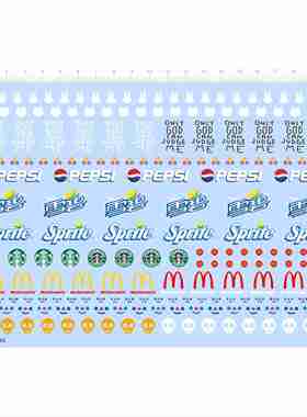 70348雪碧麦当劳SPRITE百事可乐PEPSI骷髅头咖啡水贴兔子2404盲盒