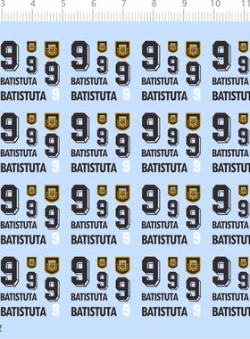 71469整版胶 9 BATISTUTA 阿根廷足球模型水贴