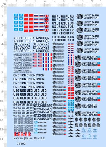 75492联合国美国法国中国英国俄罗斯国旗un ueg模型水贴2310