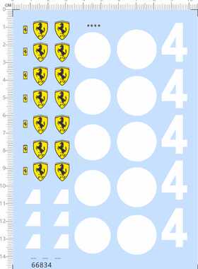 66834整版胶1/18法拉利4号码4号车比例模型车剪纸水贴纸定做现货