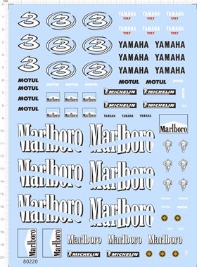 80220整版胶万宝路motul 1/12 YAMAHA YZR500摩托车模型水贴纸 A6