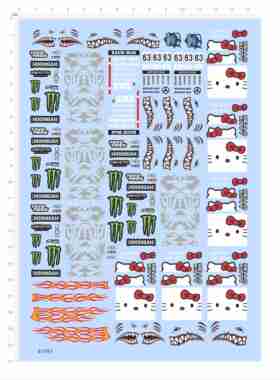 81893模型车水贴花纹鲨鱼嘴火焰2404侧门贴拉花抓痕爪HelloKitty