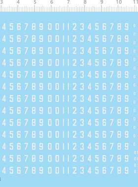 72880整版胶浅灰1/72中国低可视度机号编号阿拉伯数字飞机水贴