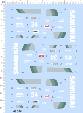 66096整版胶SAMURAI 4WD MARUI异形四驱车模型水贴纸定做现货