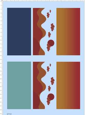 67153整版胶瓶子贴3d打印工业设计样板剪纸水贴纸山水云彩日落