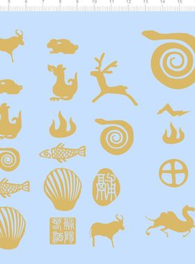 76774牛兔子梅花鹿火鱼贝壳蛇骆驼整版水贴生肖动物2312