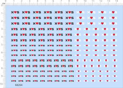 68264整版胶X爱心S红心XS纸模模型水贴纸定做订做定制水转印