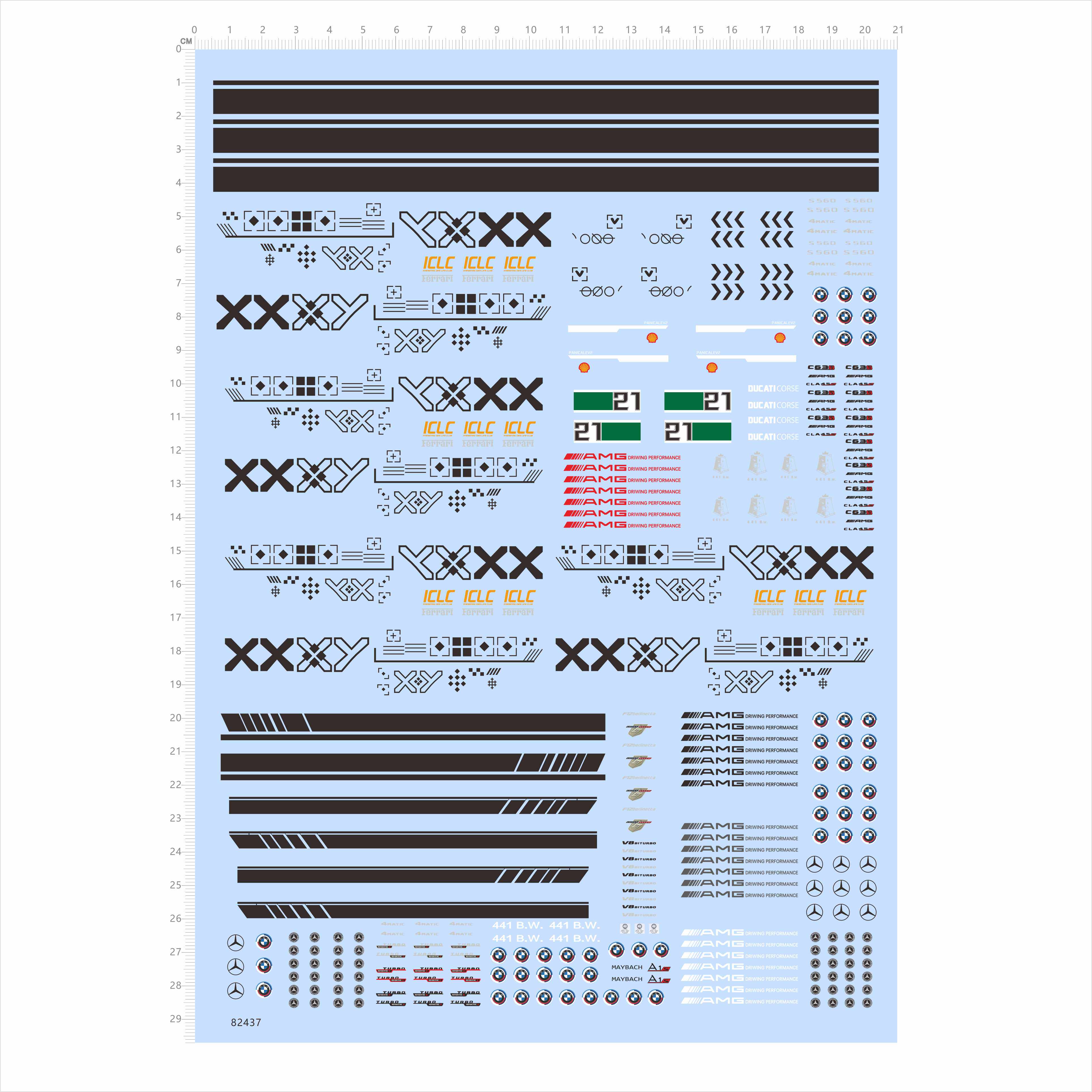 82437比例BMW模型车水贴C63S benz AMG 4 MATIC印花集XXXY 现货