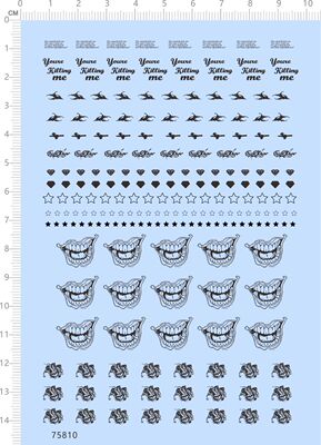 75810整版电镀亮金水贴小丑骷髅头钻石星星youre killing me 现货
