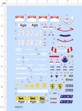 68243整版胶1/32 FERRARI F189法拉利agip fiat skf 英国国旗f1