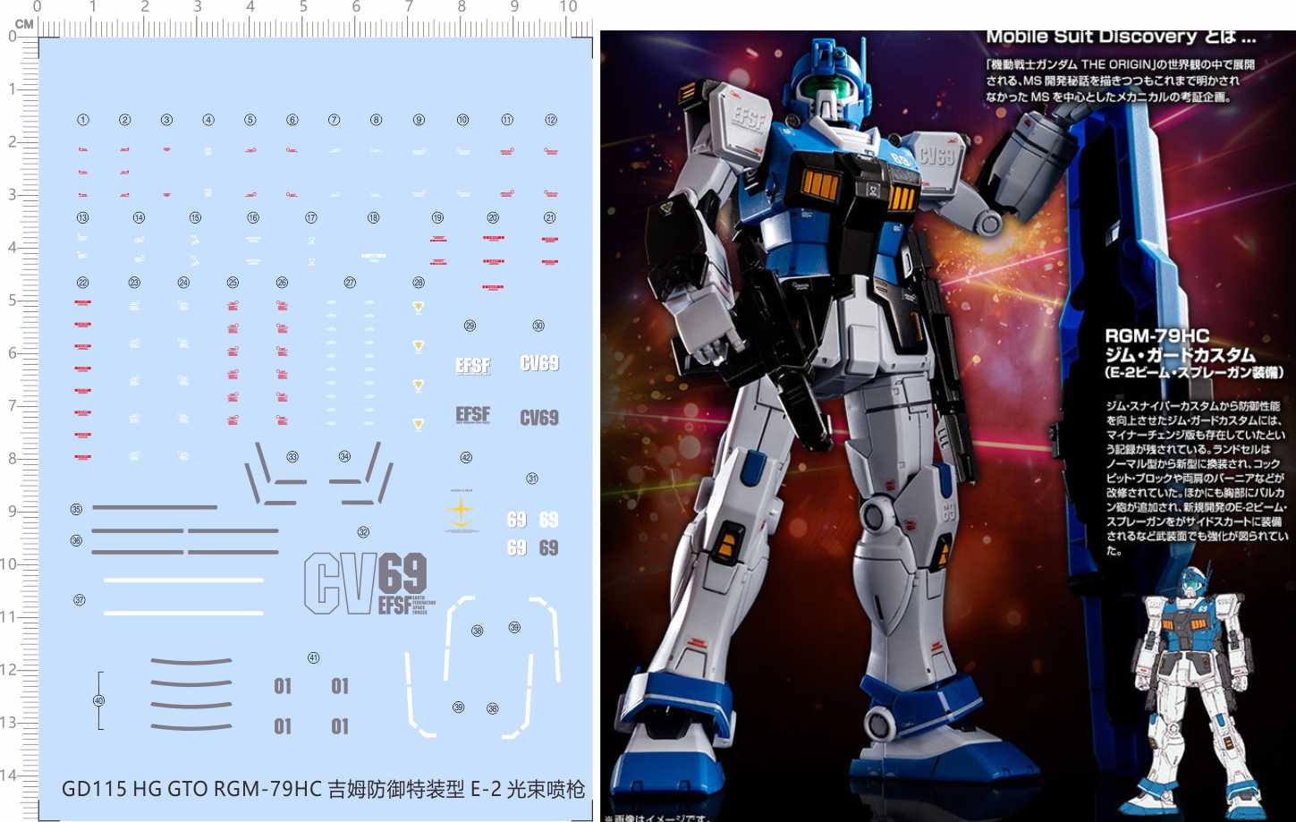 GD115 HG GTO 022 RGM-79HC吉姆防御特装型E-2光束喷枪剪纸水贴